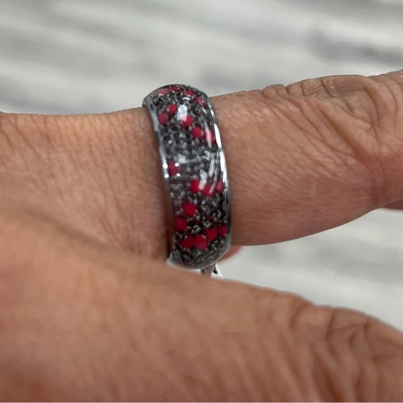 New 8mm Tungsten dome cable chain Red Beads inlay sizes 7 to 15 - Picture 4 of 10